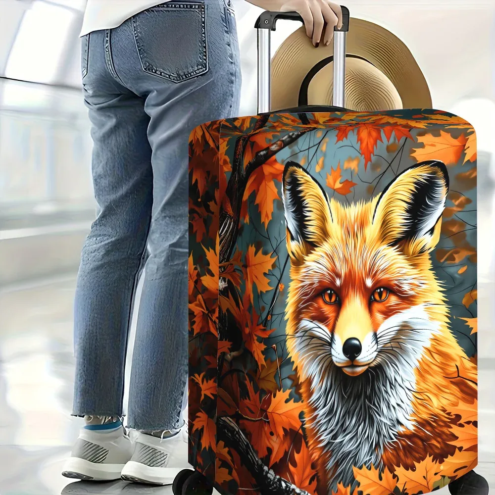 housse valise polyester motif renard feuilles automnales orange jaune vert protection voyage grande capacité
