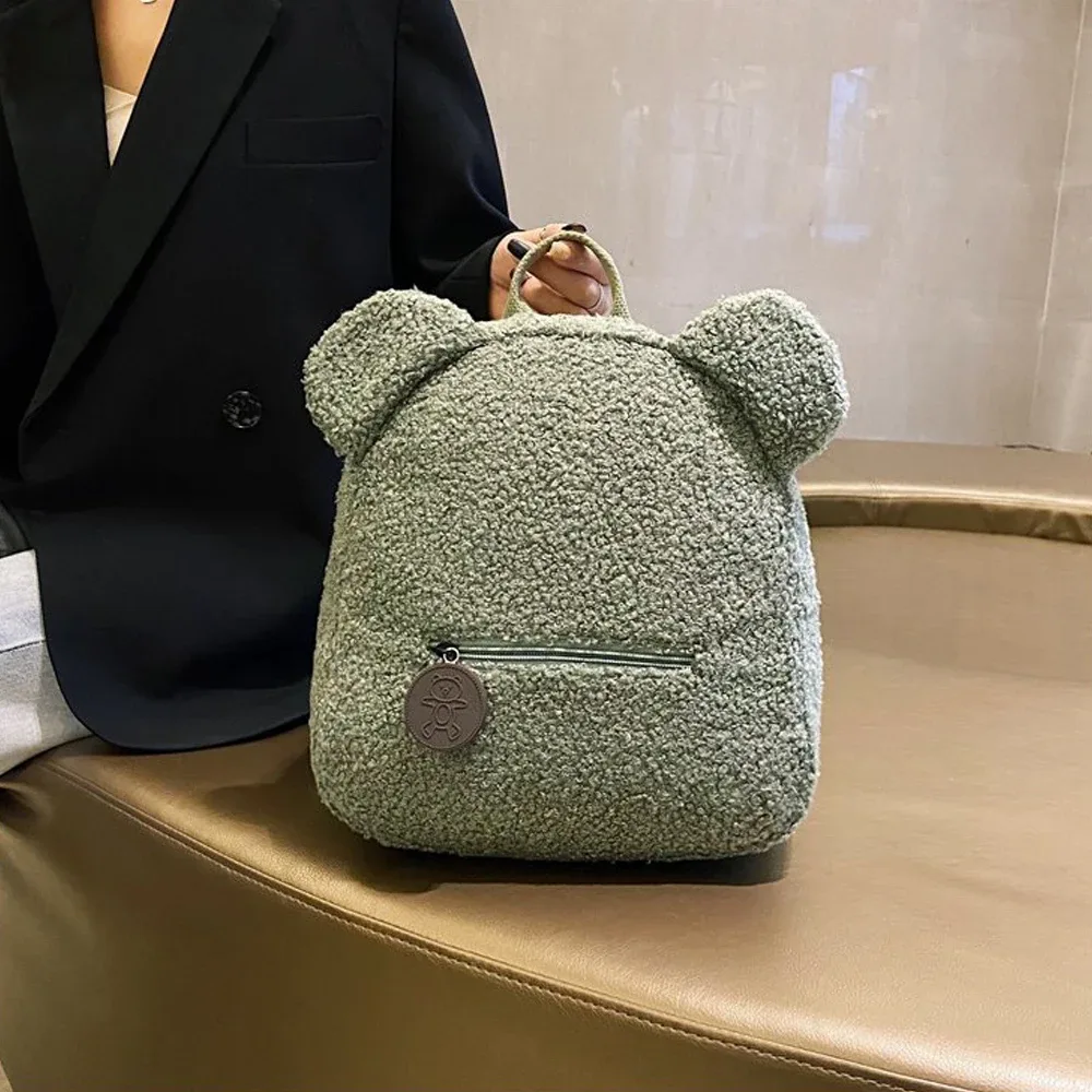 sac à dos en peluche ours personnalisé fait main avec nom, sac de marche, sac de campus, sac à bandoulière brodé pour enfants automne-hiver