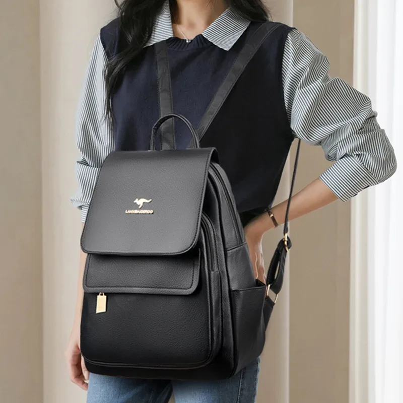 sac à dos en cuir de bonne qualité pour femmes, sac à dos de voyage de grande capacité, sacs d'école à la mode, sac à bandoulière mochila, nouvelle collection 2026
