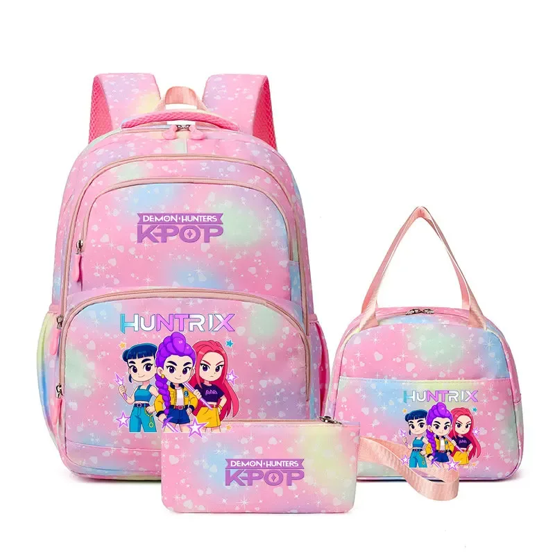 kpop demon hunters – sac à dos pour ordinateur portable pour filles, 3 pièces, sac à dos huntr/x pour adolescents, garçons et femmes, mochila de voyage pour usage quotidien