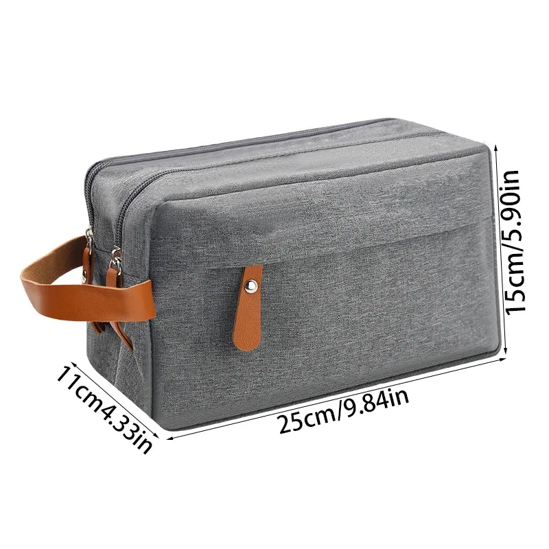 trousse de maquillage en tissu oxford de grande capacité, sac de rangement d'articles de toilette de voyage portable à double couche, utilisée pour les voyages d'affaires et les voyages