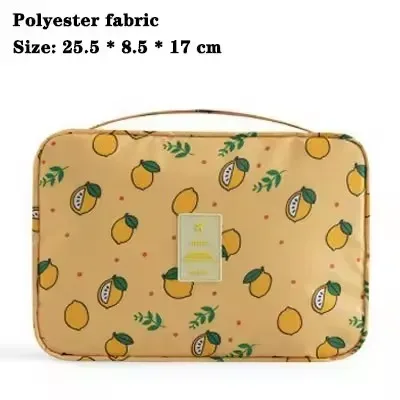 sac de voyage suspendu imperméable pour cosmétiques, imprimé flamant rose et citron, organiseur de maquillage portable, trousse de toilette pour femmes, rangement pour soins de la peau