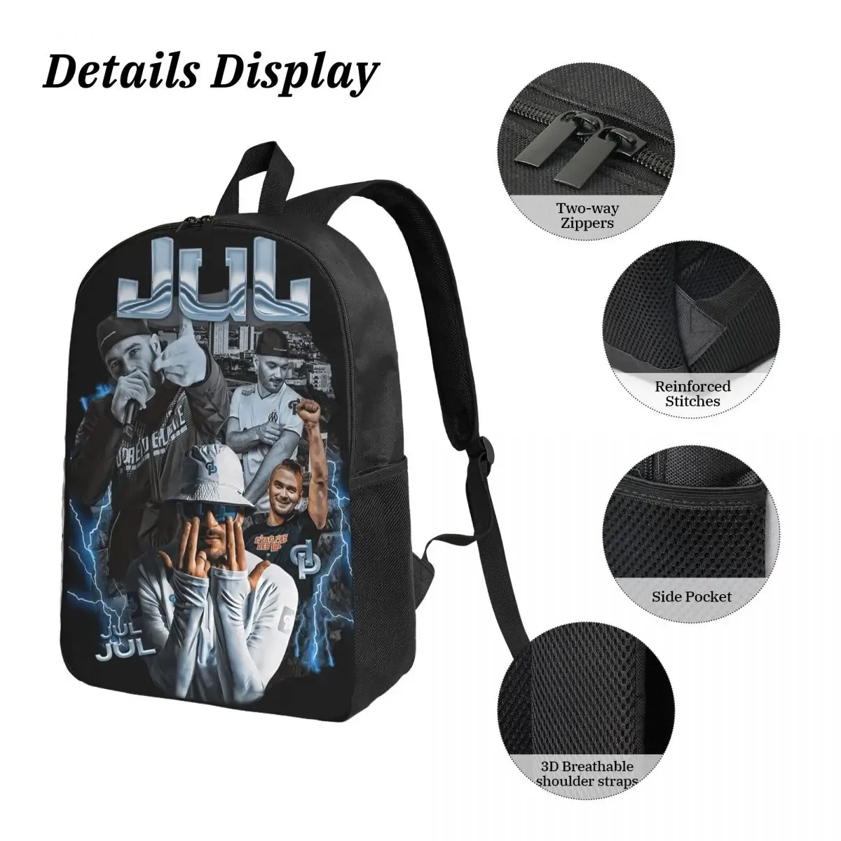jul bootleg sac à dos étudiant garçons filles bookbag sac d'école ordinateur sacs à bandoulière 3ps sac à déjeuner isolé trousse à crayons