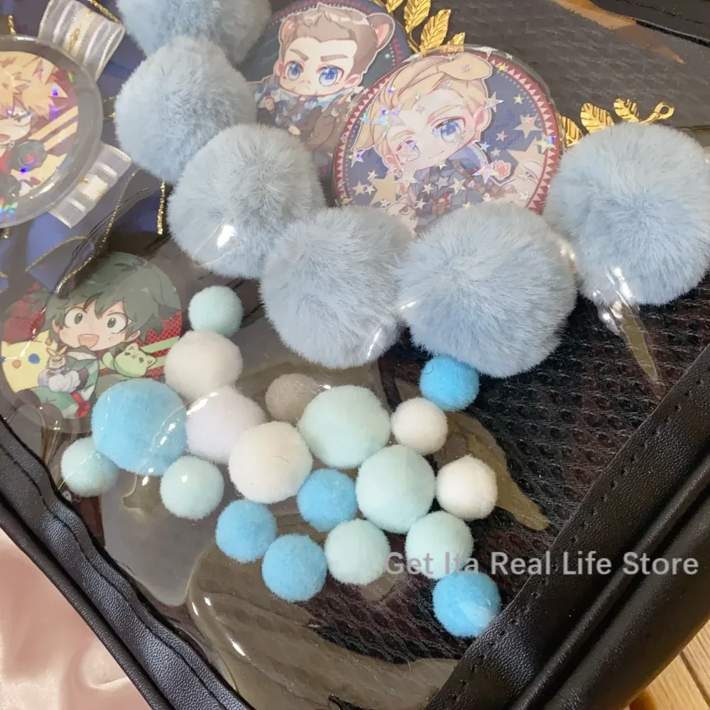 italife ita sac ornement décoration rose bleu dessin animé couleur boules de cheveux chaînes femmes fille itabag accessoires sacs à dos remplisseurs h327