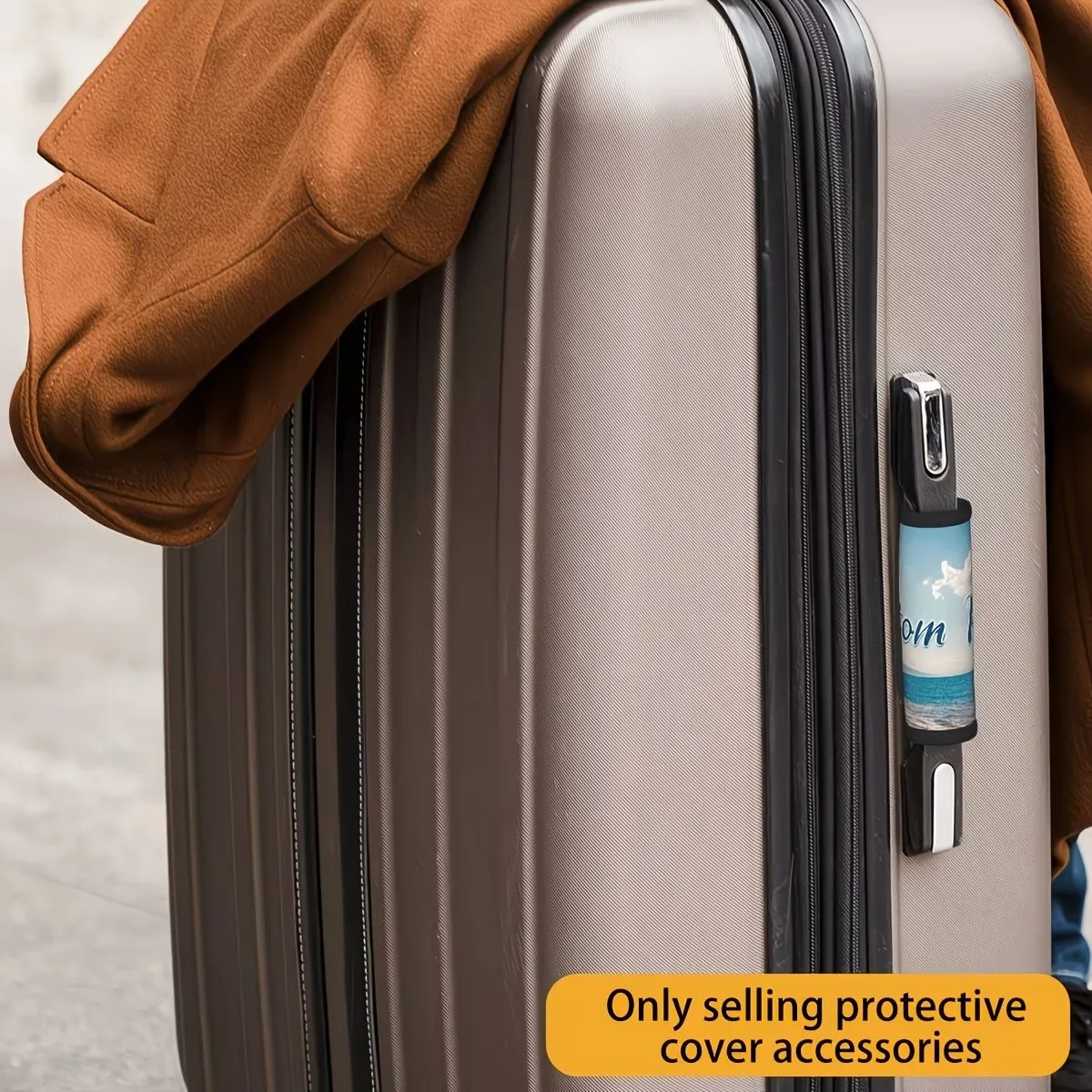 housse personnalisée, housse de protection pour poignée de bagage à motif cœur d'avion, housse de protection pour poignée de bagage avec texte personnalisé, cadeau de vacances personnalisé