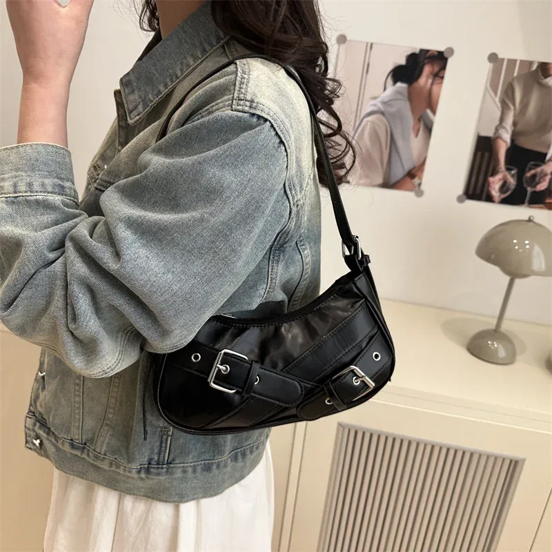 sac à bandoulière vintage y2k en cuir pu pour femme, petit sac bandoulière, sac sous le bras tendance pour femme, pochette et sac à main