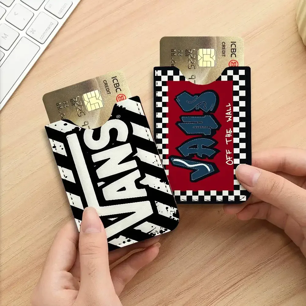 porte-cartes en cuir pu v-vans ultra fin, organisateur de cartes de crédit et d'identité, porte-cartes de visite léger
