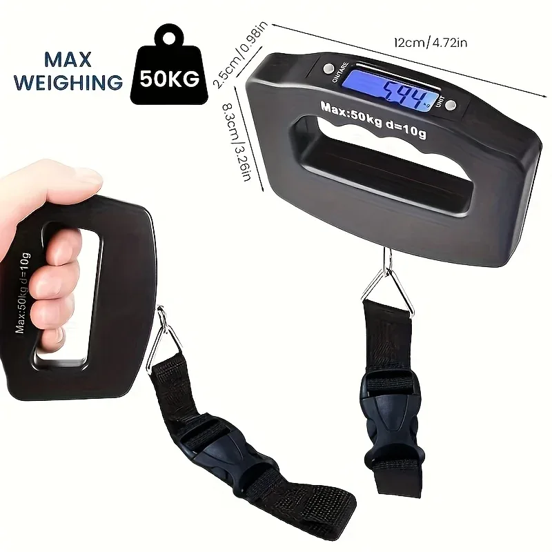 balance numérique portable voyage 50kg 10g écran lcd vert kaki mesure precise accurate usage routier
