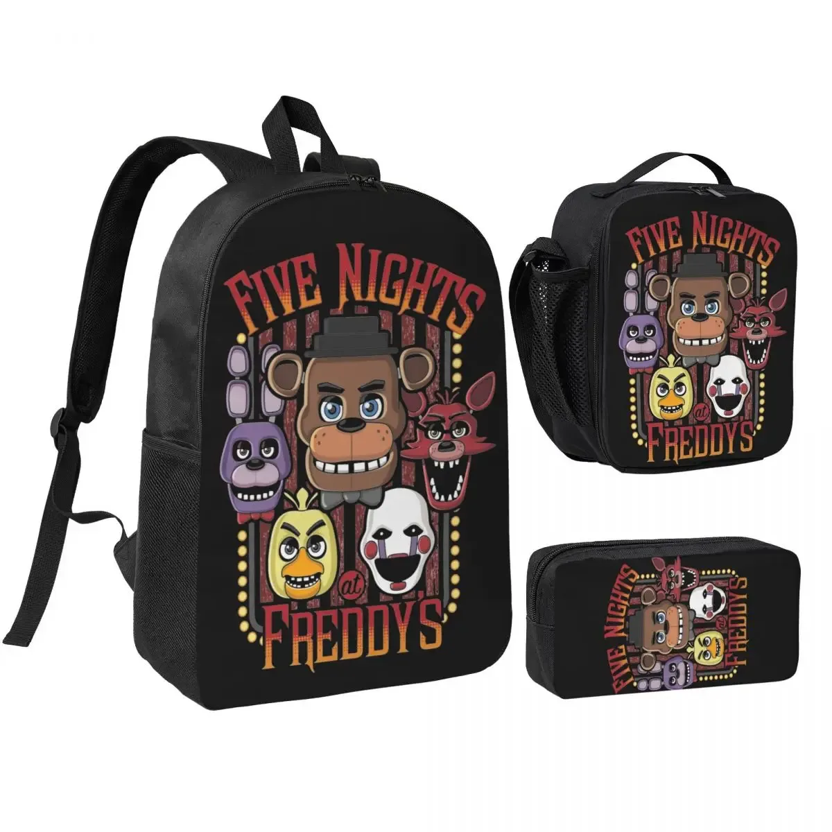 sac dos polyester noir motif clown stylistique bourse déjeuner trousse stylos accessoires voyage étudiant retour école portable