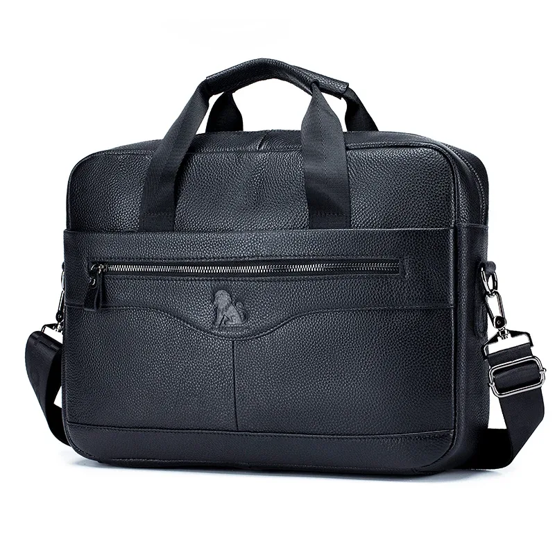 sac d'ordinateur en cuir de vache, porte-documents pour hommes en cuir véritable de grande capacité de 14 pouces, sac de fichiers rétro en peau de vache avec couche supérieure