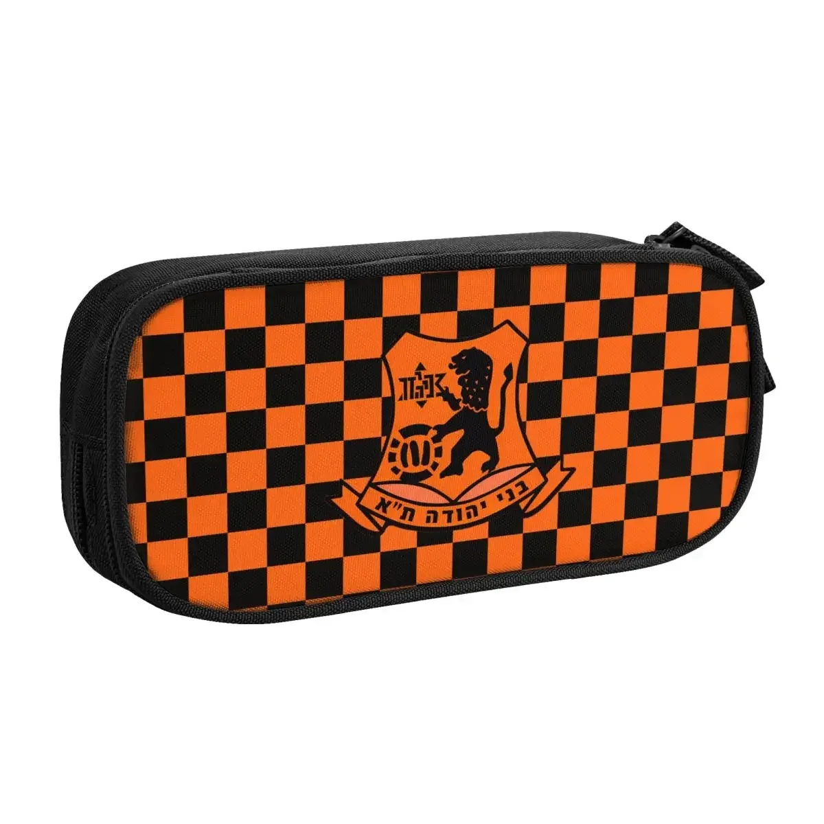 pochette rangement polyester motif lion lettre hébraïque orange noire voyage fournitures scolaires cosmétiques organise stockage grande capacité multiusage