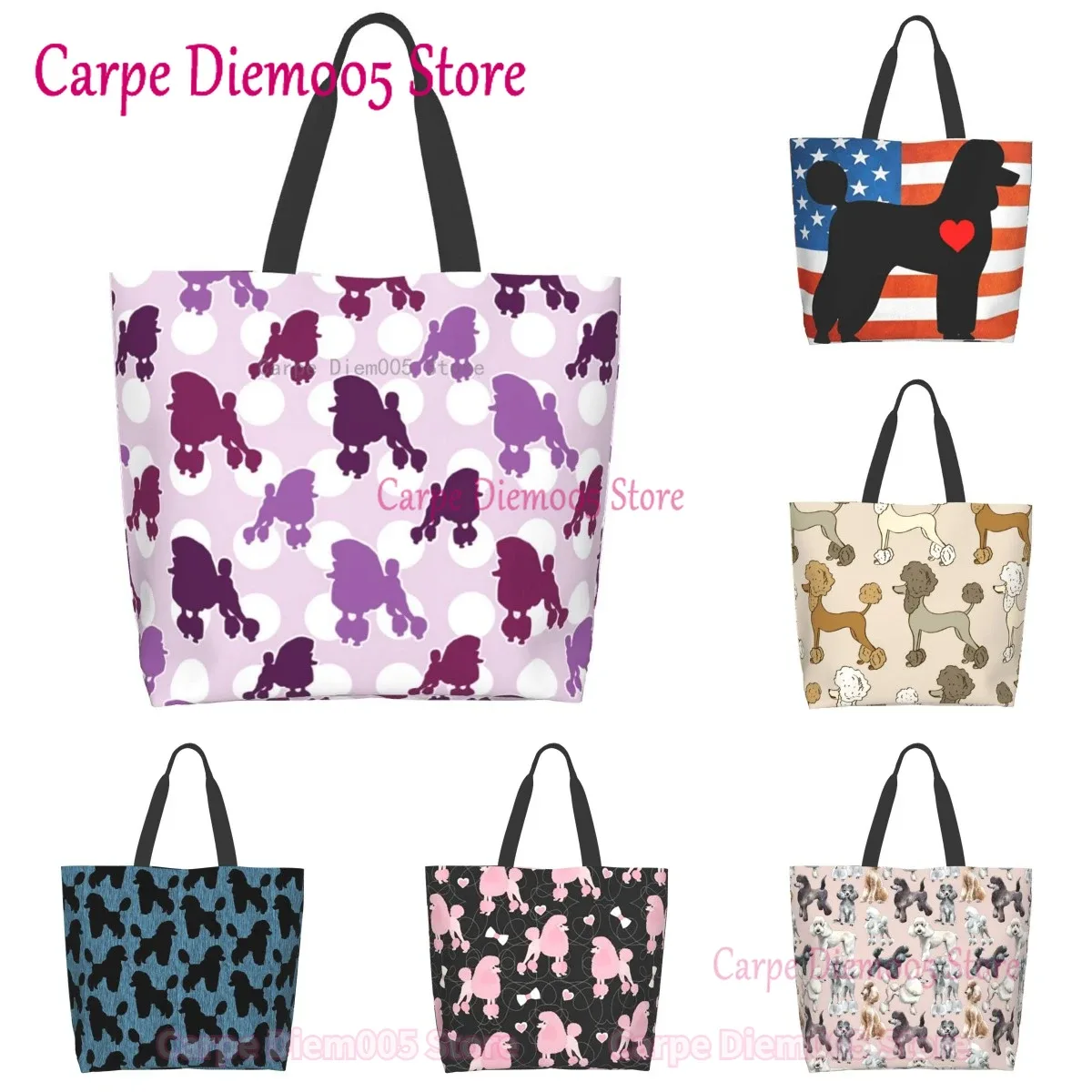 sac fourre-tout grande capacité pour femme, sac à provisions pour femme, sac à pois violets, sac à provisions pour femme