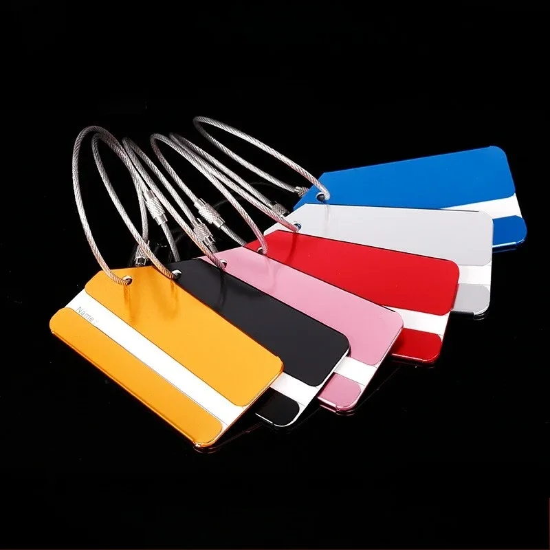 1 pièce étiquette de bagage de voyage en aluminium, porte-étiquette d'adresse pour valise, porte-carte métallique, accessoire de voyage tendance