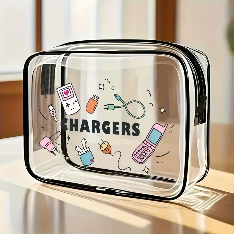 organisateur voyage cosmétique plastique épais transparents bouteilles produits soins accessoires charges câbles piles aa