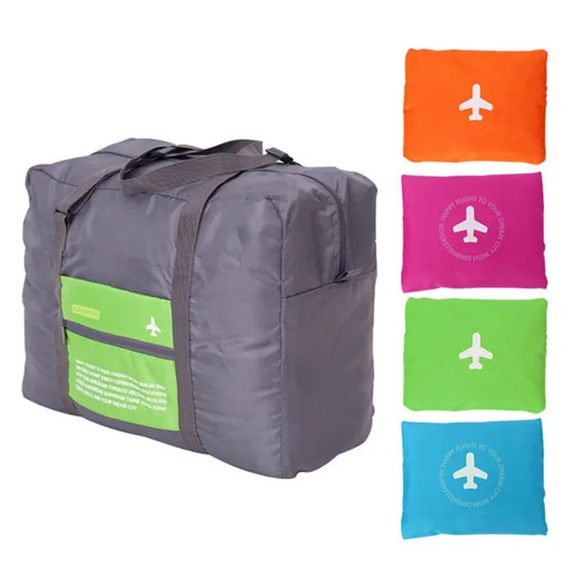 sac voyage gris nylon poches colorées avion motif polyvalent grande capacité week end sport affaire camping