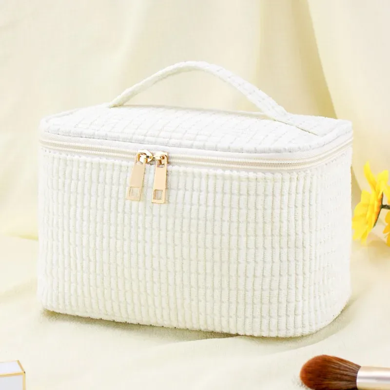 nouvelle trousse de maquillage minimaliste en velours côtelé de haute qualité, grande capacité, sac de toilette portable, sac de rangement de voyage ms03
