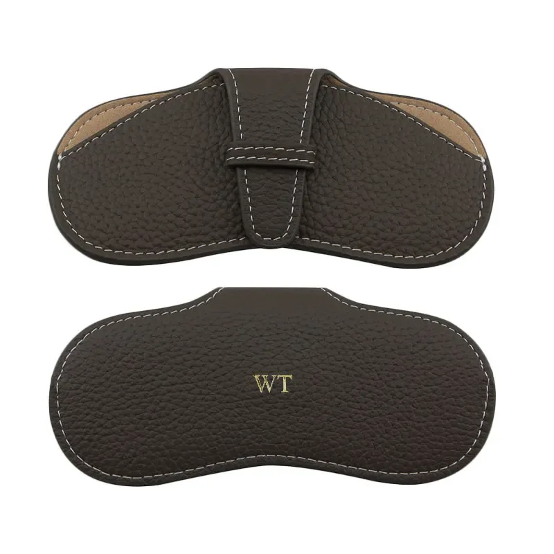 étui à lunettes en cuir véritable avec lettres personnalisées, sac à lunettes portable pour myopie, sac de rangement pour lunettes de soleil, housse de protection simple