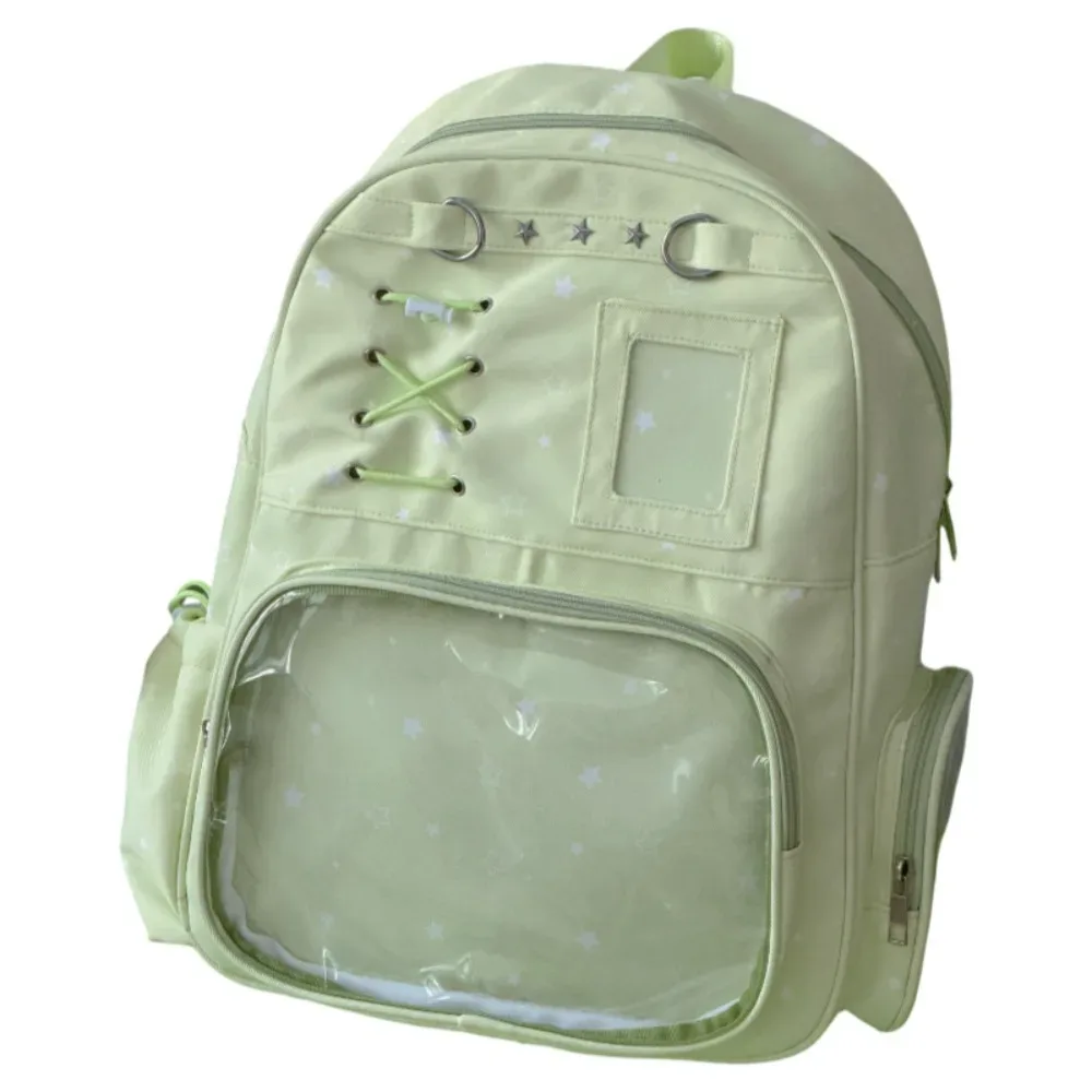 sac à dos transparent à imprimé étoiles tendance, sac ita transparent lolita, sac à bandoulière imprimé y2k pour les trajets quotidiens