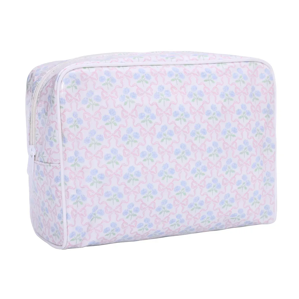 nouvelle trousse de maquillage rayée rose à fermeture éclair pour femme, grande pochette de toilette à motifs pour plage et voyage, sac de rangement transparent