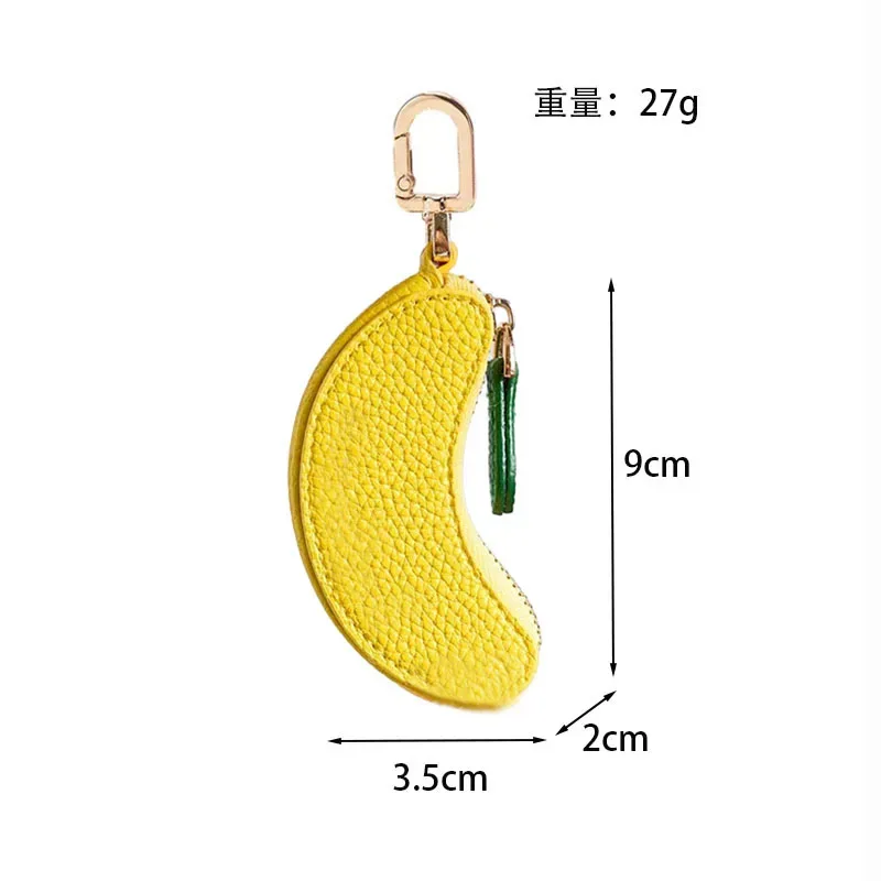 porte-clés en cuir motif fruit mignon, mini porte-monnaie à fermeture éclair pour sac à dos, breloque pour femme et fille, accessoires de vacances d'été à la plage, cadeaux