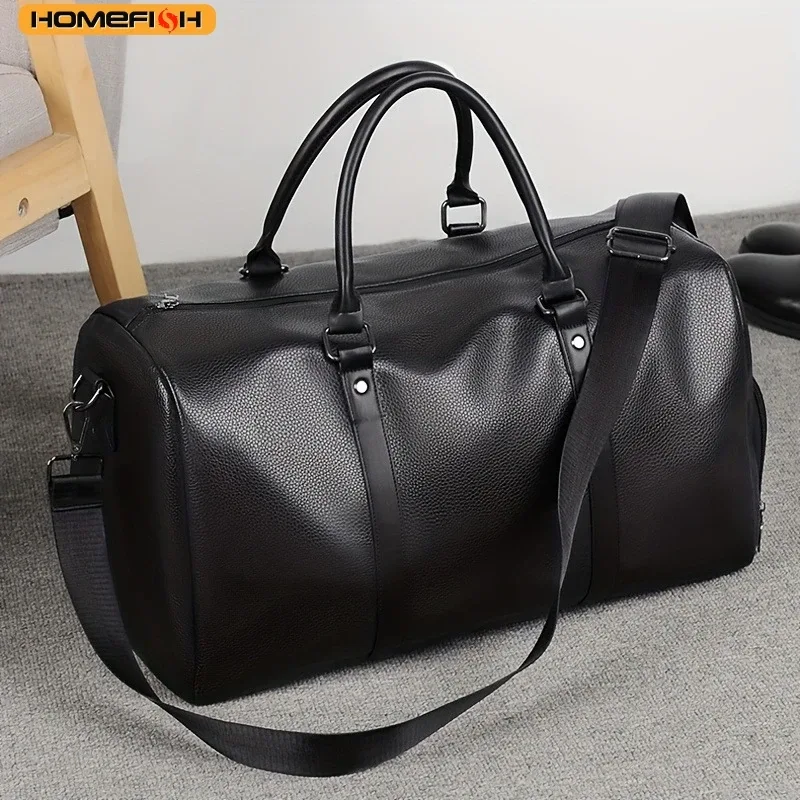 Sac de sport imperméable HOMEFISH en PU, sac de voyage rétro de grande capacité pour l'entraînement à moto et les courts voyages de fin de semaine
