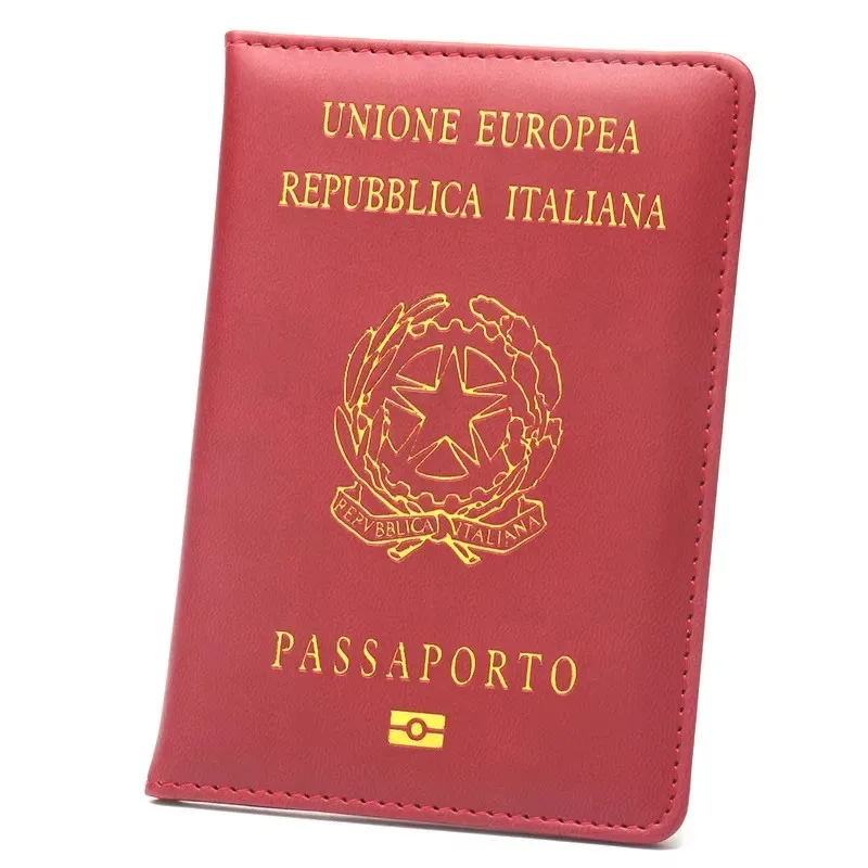 porte-passeport italien pour femme, étui en cuir pu, protecteur de passeport, couverture noire, logo italien, voyage, mode, nouveau
