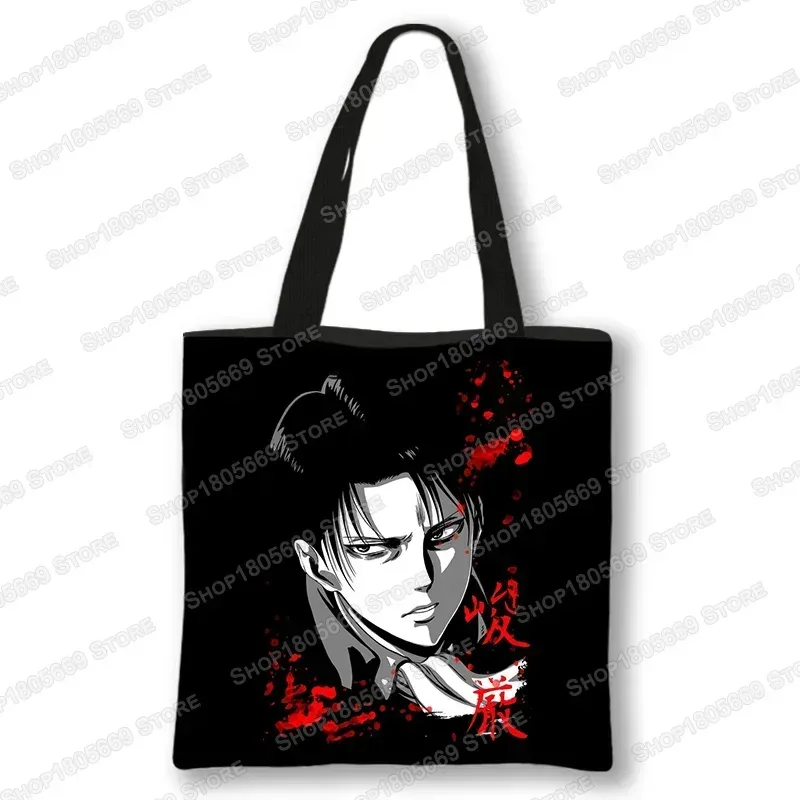 sac de shopping anime attaque sur titan pour femmes, sac à bandoulière pour voyage levi mikasa eren, sac à main pour filles, fourre-tout de rangement