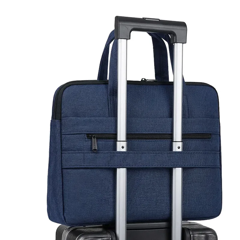 sacoche pour ordinateur portable étanche de 15,6 pouces avec sangle de bagage, sac à main portable pour hommes et femmes, idéal pour le bureau et les voyages.