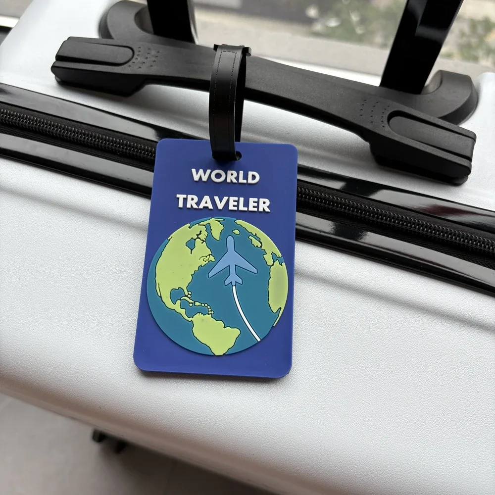 1/2 pièces étiquette de bagage style terre, pendentif pour bagage, sac, gare, aéroport, voyage, anti-perte, étiquette d'identification personnalisable avec informations