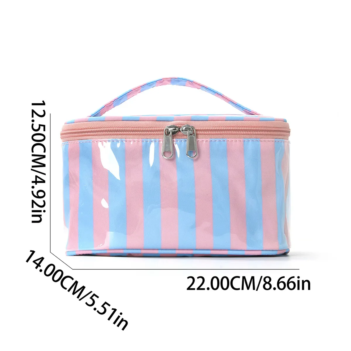 sac cosmétique à rayures en pvc de grande capacité, sac de rangement pour articles de toilette pour femmes, sac de maquillage portable, sac de voyage pour voyage d'affaires, soins de la peau