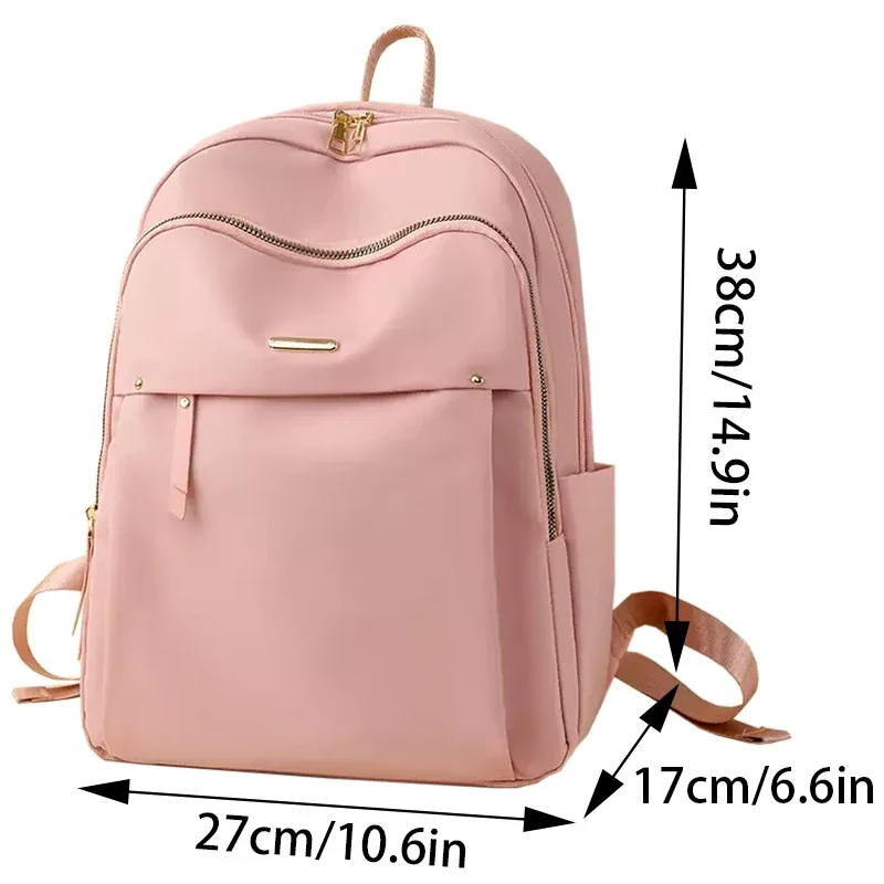 sac à dos en nylon rose pour femmes, grande capacité, imperméable, sac d'école de voyage pour adolescentes, sac à dos tendance pour ordinateur portable avec port usb