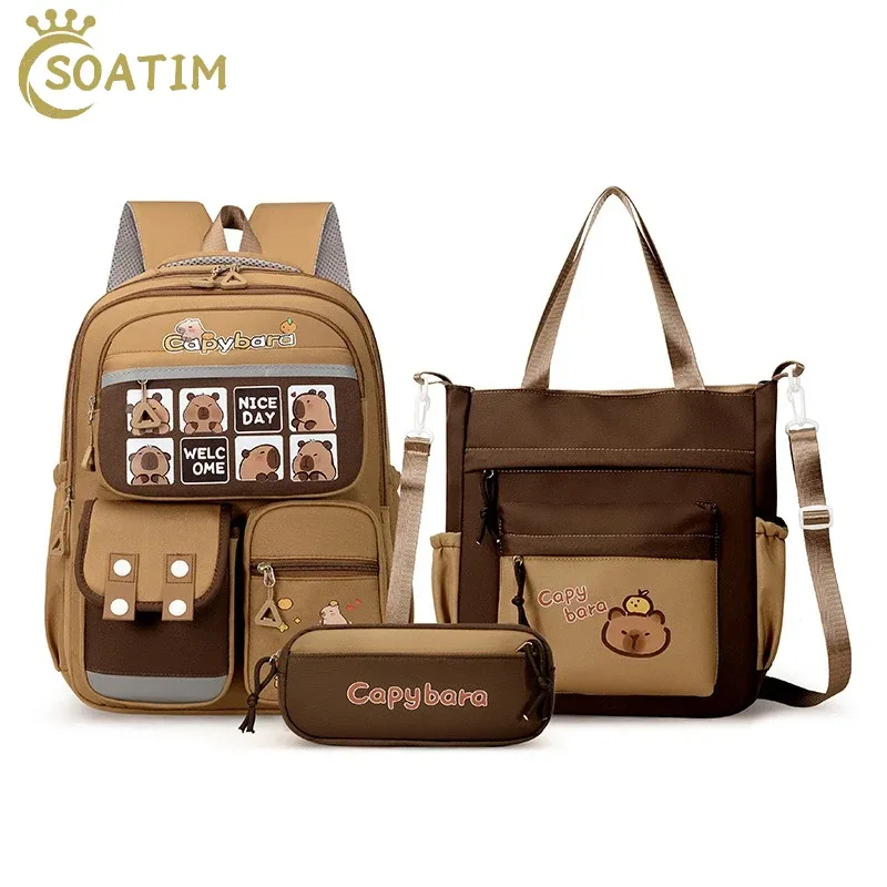 kawaii capybara école sac à dos pour filles sacs d'école ensemble sac à dos décontracté adolescents filles livre sac enfants cartable voyage sac à dos