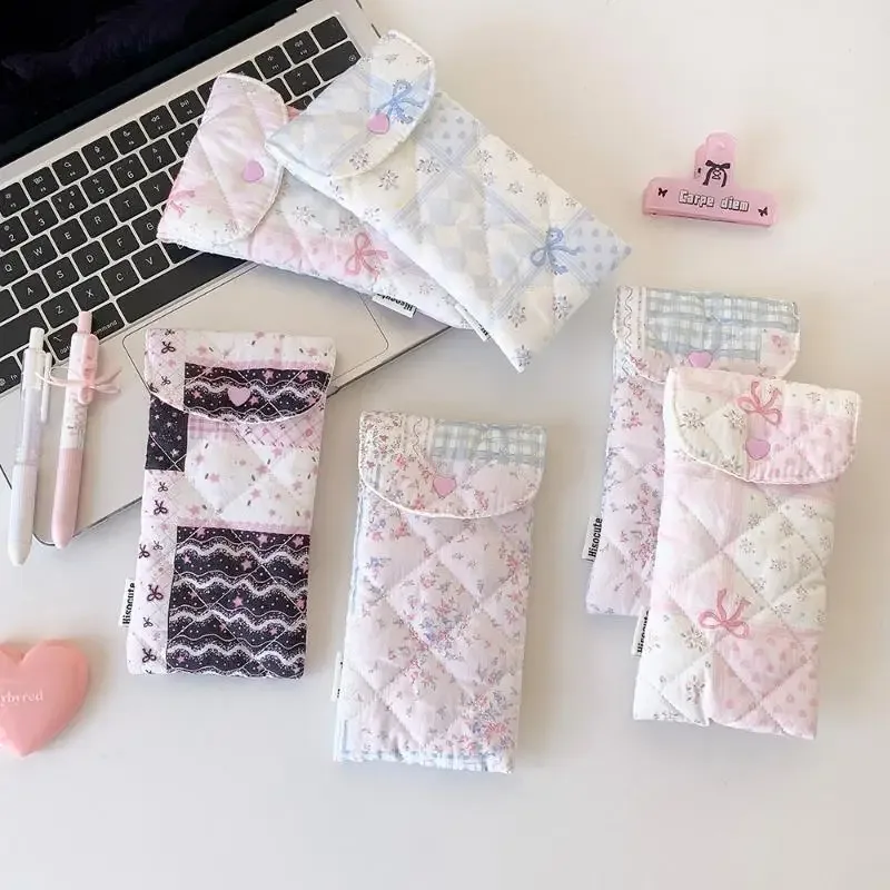 1 pièce, trousse à stylos à motif floral avec nœud, trousse de papeterie pour étudiants, sac de rangement portable pour lunettes pour filles, trousse de maquillage de voyage de grande capacité, cadeau