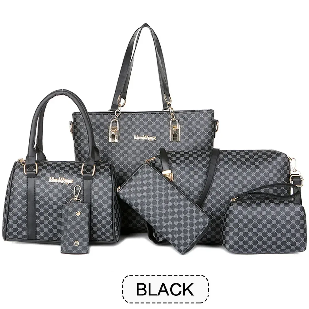 ensemble de sacs fourre-tout de grande capacité pour femmes, 6 pièces, sac à bandoulière tendance, sac à bandoulière minimaliste imprimé floral, sacs à main pour femmes