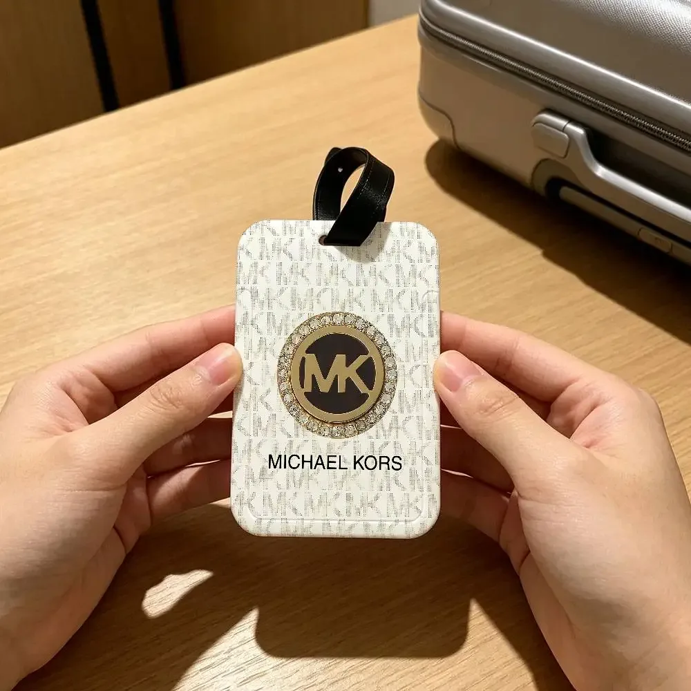 m-michaels-fashion-kors étiquette de bagage en pvc anti-perte avec porte-carte d'informations pour les voyageurs, utilisation quotidienne en extérieur