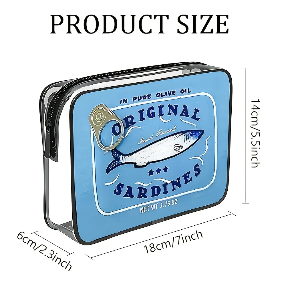 joivida 1 pièce trousse de maquillage en forme de boîte de conserve de sardines, petite pochette mignonne, trousse à crayons et cosmétiques, essentiels de voyage et de vacances pour femmes, adolescentes et jeunes filles