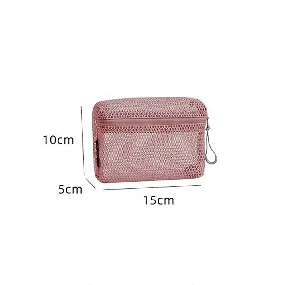 pochette de rangement décontractée en nylon avec fermeture éclair, sac à cosmétiques en maille, pochette multi-usage en maille pour femme