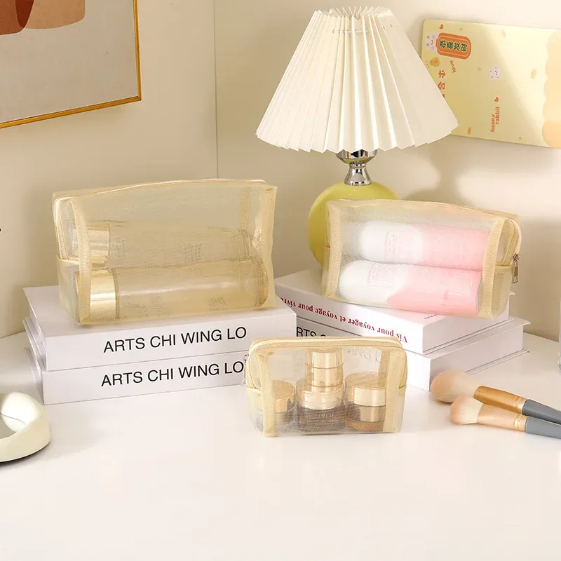 sac à cosmétiques rouge pour femmes et hommes, 1 pièce, organisateur de voyage transparent, petits et grands sacs de toilette noirs, pochette de maquillage