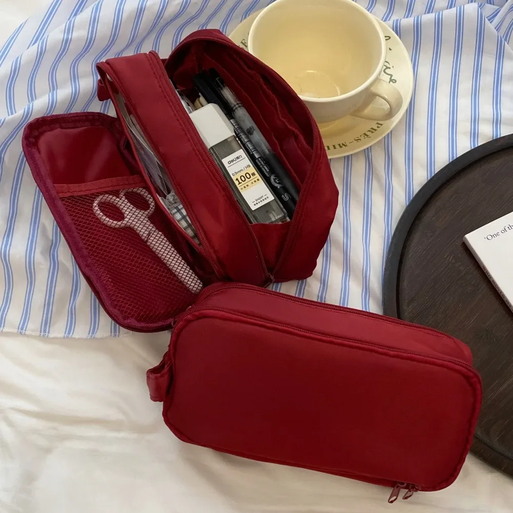 sac à cosmétiques double couche en nylon, organisateur de maquillage de voyage, trousse de toilette de grande capacité, trousse à crayons multifonction, porte-pinceaux