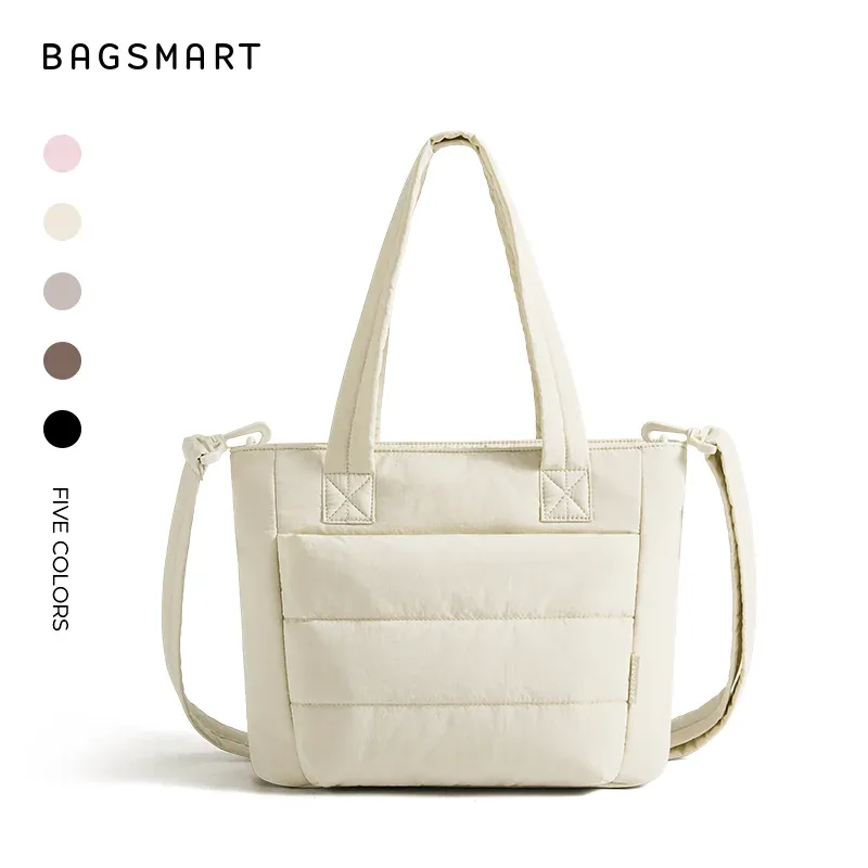 bagsmart sac fourre-tout rembourré pour femme, sac à bandoulière simple, grande capacité, sac à bandoulière pour étudiant, sac à main d'extérieur décontracté