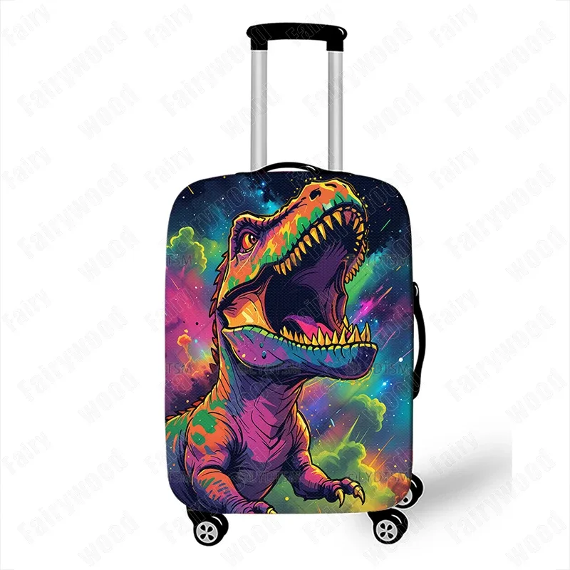 housse de protection pour valise graphique de voyage, 18-30 pouces, imprimé dinosaure de dessin animé mignon, housse de protection élastique pour boîtier de chariot