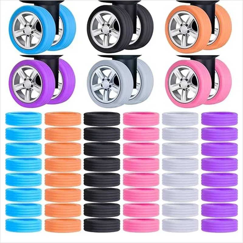 protecteur de roues de bagages en silicone, avec son silencieux, réduit l'usure des roues, housse de protection pour roues de valise, 4/8/16 pièces/ensemble