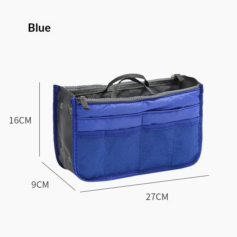 sac de rangement multifonctionnel à double fermeture éclair, grande capacité, pour le rangement et la classification des articles de maquillage et de toilette