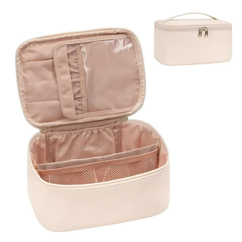 grande trousse de maquillage de voyage pour femmes, organiseur de maquillage, sac cosmétique portable, trousse de toilette noire pour filles en voyage