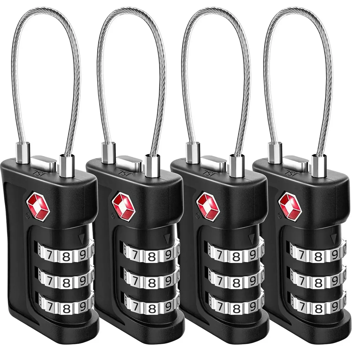 cadenas code modifiable serrure tsa plastique abs noir design contrasté sécurité voyage abus resistant motif uni modifiable longue durée