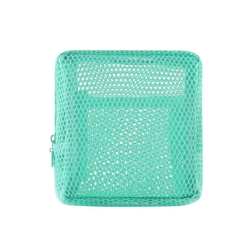 petit sac de maquillage en maille pour femmes, pochette carrée transparente et légère, organisateur de cosmétiques de voyage pour rouge à lèvres et étui à coussin