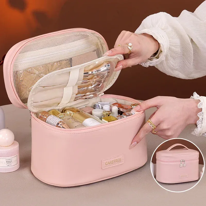 organisateur de pinceaux de maquillage portable, sac à cosmétiques pliable multi-poches pour femmes, parfait pour les voyages, l'usage quotidien et le rangement en salle de bain