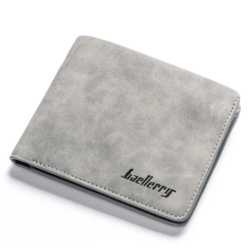 portefeuille court en cuir sablé fin pour homme baellerry, porte-cartes multiples, organisateur de cartes de permis de conduire simple et professionnel