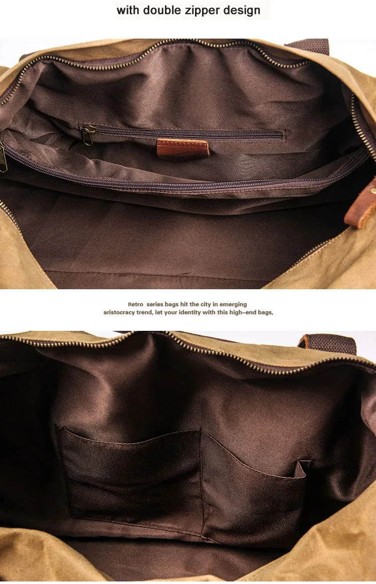 sac de voyage pour homme en toile cirée imperméable et cuir, sac à main, sac de cabine, grand sac fourre-tout vintage, sac de week-end, grand sac de nuit.