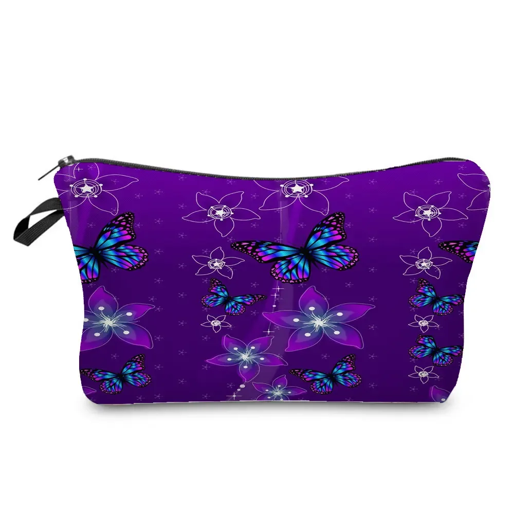 sac à cosmétiques imprimé papillon pour femmes, trousse à crayons d'école pratique avec animaux, mini sac de rangement de voyage, sacs de maquillage pour dames